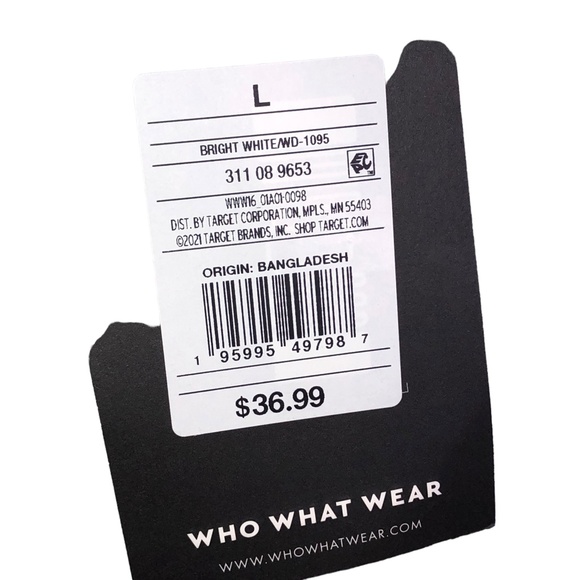 Who What Wear DemiTiered White Puff Short Sleeve Dress w/Pockets Size Large - Picture 9 of 12